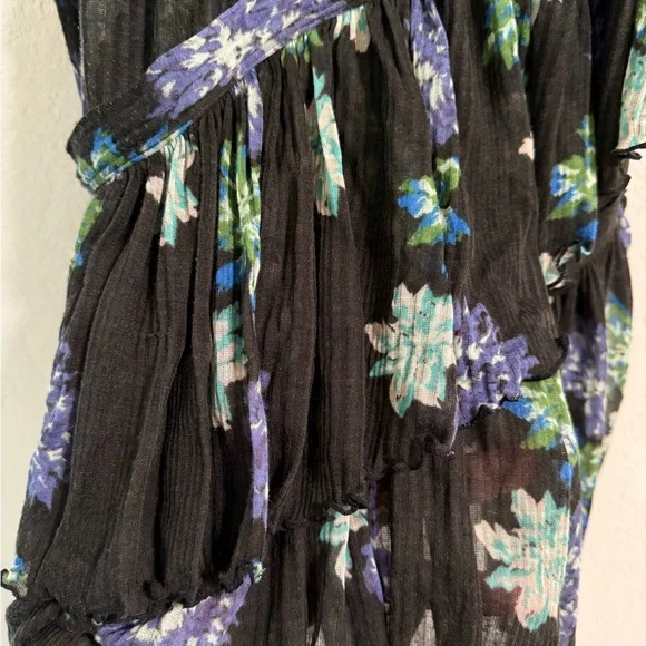 Free People Black Floral Peplum Cami Top Size M - Picture 2 of 5